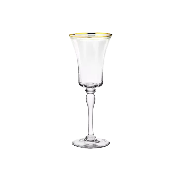 Red Wine Glass Gold Rim Halston